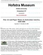 The Hofstra Museum exhibt on Fine Art and Paper Money in Jacksonian America.