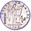 French six livres coin of 1793.