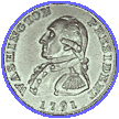 One cent pattern with a bust of George Washington, 1791.
